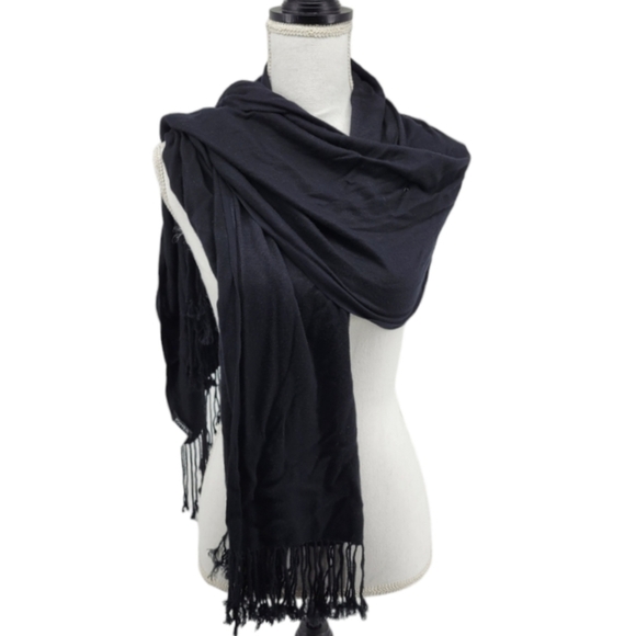 JONES NEW YORK BLACK 100% VISCOSE SCARF XL - Picture 2 of 7